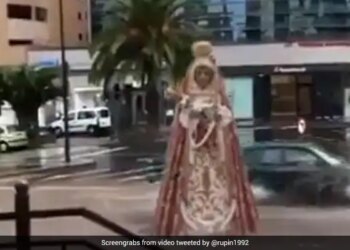 Giant Statue Moving Between The Vehicles On The Road Internet Amazed To See It Watch Viral Video – सड़क पर भरे पानी में गाड़ियों के बीच चलते हुए जा रही थी एक विशालकाय मूर्ति, लोगों ने कहा- ये तो चमत्कार है