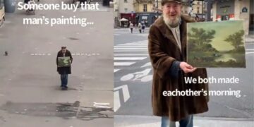 An Old Man Selling His Own Painting On Street Video Went Viral On Social Media