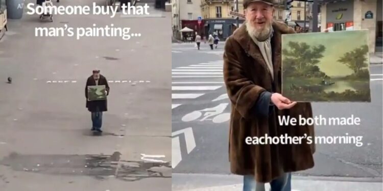 An Old Man Selling His Own Painting On Street Video Went Viral On Social Media