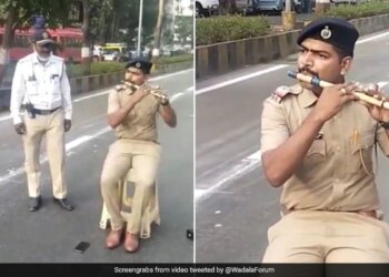 Mumbai Cop Plays Sandese Aate Hain Song Tune On Flute Video Viral On Social Media