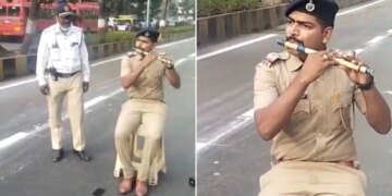 Mumbai Cop Plays Sandese Aate Hain Song Tune On Flute Video Viral On Social Media