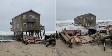 Unoccupied Beach House Collapses In The Ocean Viral Video On Social Media