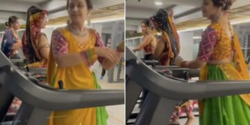 Women Perform Garba While Workout On A Treadmill In Gym Internet Shocked Says Completely Unsafe See Viral Video – महिलाओं ने वर्कआउट करते हुए ट्रेडमिल पर किया गरबा, हैरान रह गए लोग, बोले