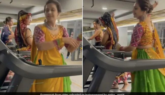 Women Perform Garba While Workout On A Treadmill In Gym Internet Shocked Says Completely Unsafe See Viral Video – महिलाओं ने वर्कआउट करते हुए ट्रेडमिल पर किया गरबा, हैरान रह गए लोग, बोले