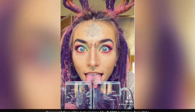 Woman With Split Tongue Tasting Two Drinks Together Video Viral On Social Media