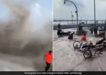 People Taking Selfie With Sea Waves Got Stuck In Trouble Video Viral On Social Media