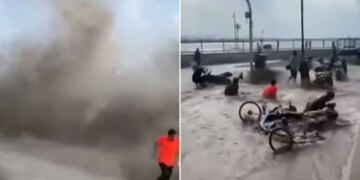 People Taking Selfie With Sea Waves Got Stuck In Trouble Video Viral On Social Media