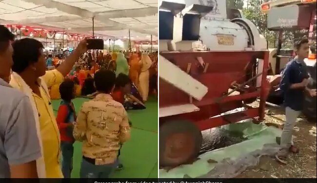 Jugaad To Welcome Baraat With Cool Air In Heat Wave Thresher Machine Was Installed In Front Of The Tent See Viral Video – तपती गर्मी में बारातियों को ठंडी हवा देने के लिए धांसू जुगाड़, टेंट के सामने लगा दी थ्रेशर मशीन, लोग बोले