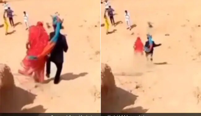 Viral Video: Groom Running Away With Bride In Desert Was Not Good For Bride Watch Trending Video