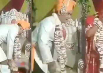 जयमाला के समय दूल्हे के साथ कुछ ऐसा हुआ, जिसे देखने के बाद दुल्हन शरमा गई, देखें वायरल वीडियो
