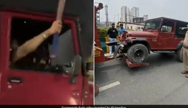 Man Performing Dangerous Stunt On Noida Road Arrested UP Police Shares Video