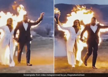 Bride And Groom Dangerous Photoshoot Done By Set Themselves On Fire Shocking Video Goes Viral