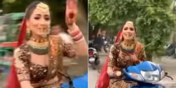 Wedding Video: Viral Video Of A Desi Bride Reaching Venue By Driving Scooty Herself | Bride Was Seen Driving A Scooty On The Road Before Marriag – Wedding Video: बॉलीवुड गाने पर लिप-सिंक कर दुल्हन ने दौड़ाई स्कूटी, कहा
