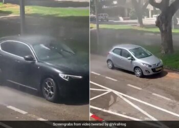 Vehicles Across The City Started Getting Washed Under The Malfunctioning Sprinkler Video Goes Viral On Social Media