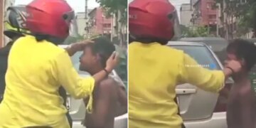 Viral Video Of A Woman Was Seen Helping A Child At A Traffic Signal
