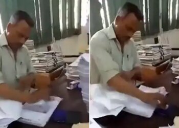 Watch: Viral Video Man Was Doing Too Fast Work In Office Collector Share His Video