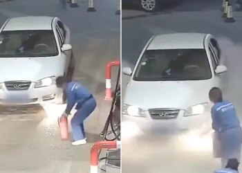Watch: Female Employee Mistook Light Of Car As A Fire At Petrol Pump Video Viral On Social Media