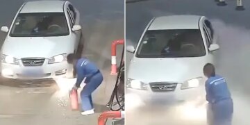 Watch: Female Employee Mistook Light Of Car As A Fire At Petrol Pump Video Viral On Social Media