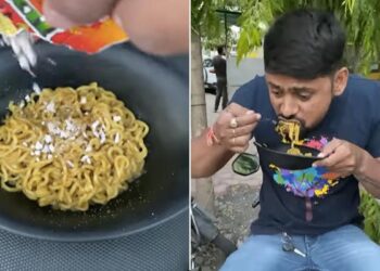 Viral Video: Man Eats Maggi After Mixing Vimal Pan Masala | Man Eating Pan Masala Maggi – Maggi में Pan Masala मिलाकर बना दी पान मसाला वाली मैगी, लोगों ने कहा