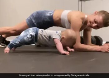 5 Month Old Baby Did Plank Exercise With Mother Video Goes Viral On Social Media