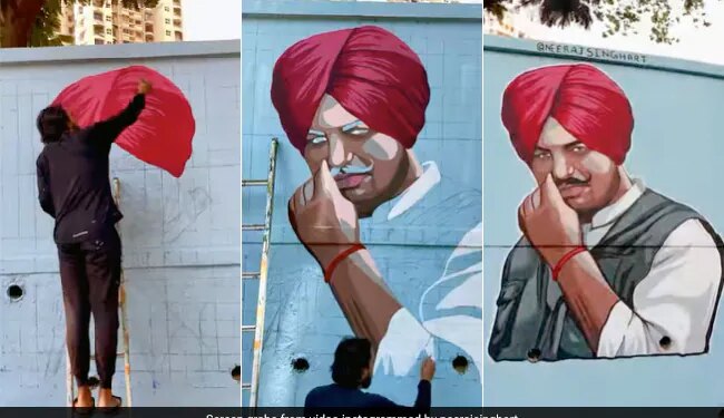 Mumbai Artist Draws Sidhu Moose Wala Painting On Wall To Pay Tribute To The Late Singer