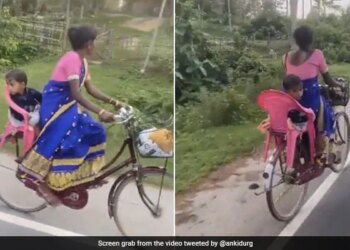 Watch: Mother Invented A Unique Trick To Keep The Child Safe On The Bicycle Video Viral – बेटे को आराम देने के लिए मां ने किया ऐसा जुगाड़, Video देख आप भी कहेंगे