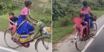 Watch: Mother Invented A Unique Trick To Keep The Child Safe On The Bicycle Video Viral – बेटे को आराम देने के लिए मां ने किया ऐसा जुगाड़, Video देख आप भी कहेंगे