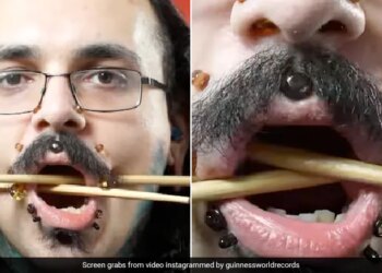 Guinness World Records Has Posted A Video Of A Man Who Has Broken The Record For Most Flesh Tunnels On Face