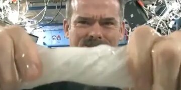 When Water Is Removed From A Towel Soaked In Space, A Different View Is Seen.