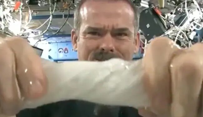 When Water Is Removed From A Towel Soaked In Space, A Different View Is Seen.