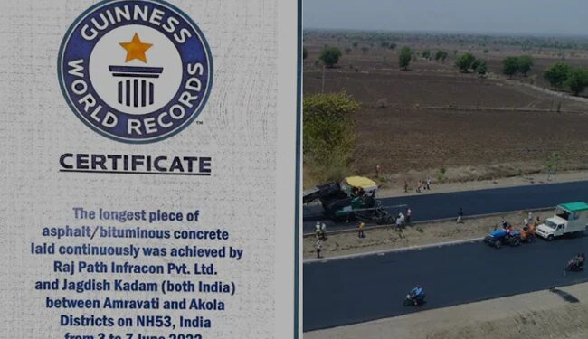 India Achieves Guinness World Record For Constructing Longest Piece Of Road Nitin Gadkari Says Proud Moment For Whole Country – सड़क बनाकर भारत ने बनाया वर्ल्ड रिकॉर्ड, 105 घंटे 33 मिनट में बनी 75 किमी लंबी सड़क, गडकरी बोले
