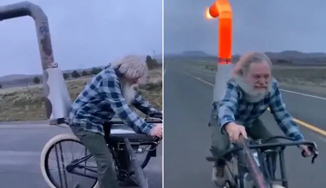 Watch Jugaad Video: Old Man Made Rocket Powered Cycle | Rocket Jugaad Cycle Video Goes Viral