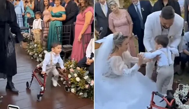 Specially Abled Boy Walks Up The Aisle To Meet Parents On Their Wedding Day Watch Viral Video Will Melt Your Heart