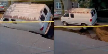 Sinkhole Swallowed Vehicles Due To The Road Collapse In New York Watch Viral Video