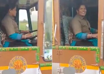 Viral Video: A Lady Driver Driving A Truck Winning Internet | Woman Drives Truck With A Smile On Her Face