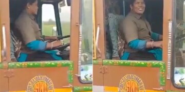 Viral Video: A Lady Driver Driving A Truck Winning Internet | Woman Drives Truck With A Smile On Her Face