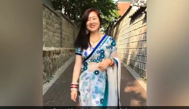 For The First Time, A Korean Woman Wore A Sari, Watching The Video, People Said – Bhabiji You Are Looking Beautiful – पहली बार कोरियन महिला ने पहनी साड़ी, वीडियो देख लोगों ने कहा