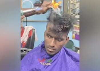 Barber Hair Style Burning Hair By Fire | Barber Fire Hair Style And Haircut Video Viral On Social Media