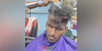 Barber Hair Style Burning Hair By Fire | Barber Fire Hair Style And Haircut Video Viral On Social Media