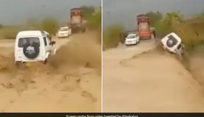 Car Plunges Into Ditch After Speeding On Flooded Road Internet Shocked To See This Viral Video