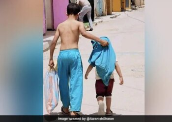 The Younger Brother Was Feeling Hot, So The Elder Took Off His Shirt And Gave It, The Elder Brother Is In The Role Of Father.