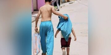 The Younger Brother Was Feeling Hot, So The Elder Took Off His Shirt And Gave It, The Elder Brother Is In The Role Of Father.