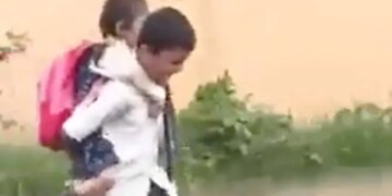 There Was Water All Around, A Brother Told The World The Meaning Of Rakshabandhan By Making His Sister Sit On His Back.
