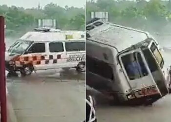 Karnataka Accident Video: Horrific Accident Of Ambulance At Shirur Toll Plaza Near Kundapur | Speeding Ambulance Crashes At Shirur Toll Gate