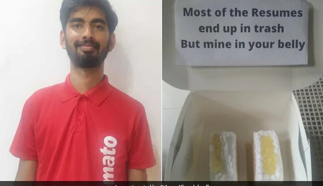 A Bengaluru Youngman, Looking For A Job, Wears Zomato T-Shirt And Delivers His Resume In Pineapple Pastry Box