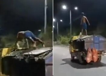 Lucknow Garbage Van Pushup Stunt Youth Injuries Shaktiman Up Police Viral Video | A Man Pushups On The Roof Of The Moving Vehicle
