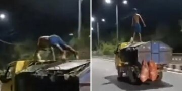 Lucknow Garbage Van Pushup Stunt Youth Injuries Shaktiman Up Police Viral Video | A Man Pushups On The Roof Of The Moving Vehicle