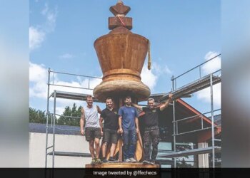 लकड़ी का बना शतरंज का सबसे बड़ा मोहरा "बादशाह", तस्वीर देख कर आपका मन Selfi लेने का होगा