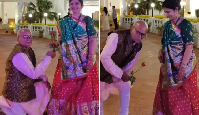 Viral Heart Touching Video: Trending Video Of Uncle Proposing Aunty 44 Years Of Togetherness
