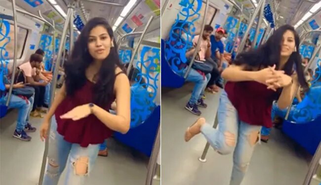 Dance In A Metro: Viral Video Of Girl Making Instagram Reel Inside Hyderabad Metro Rail | Girl Dancing In Hyderabad Metro
